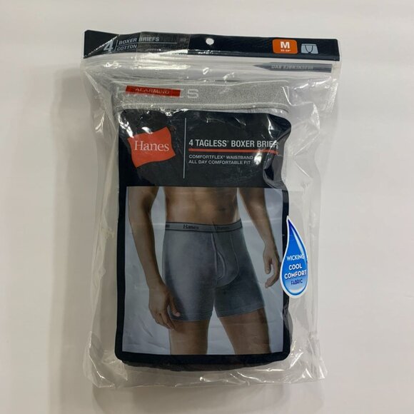 NWT Hanes Men's Pack 4 Tagless Boxer Briefs 100% Cotton- Size Med 32-34, Comfort - Picture 1 of 10